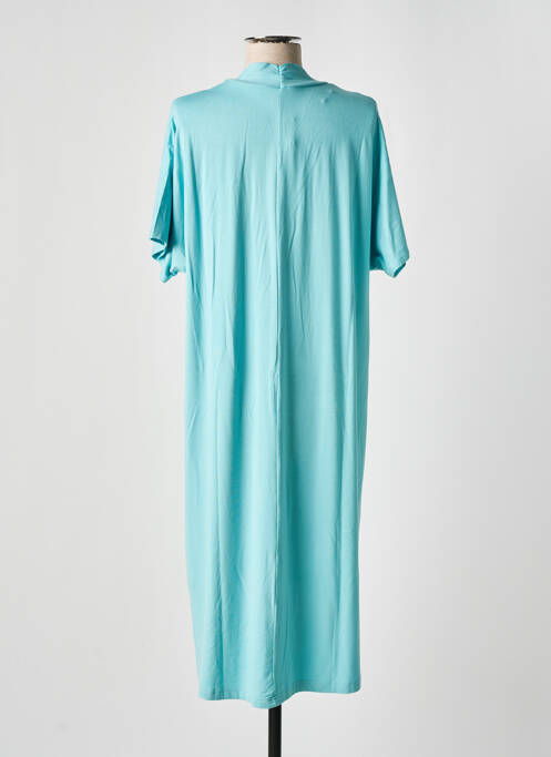 Robe mi-longue coupe fluide manches courtes bleu CISO femme