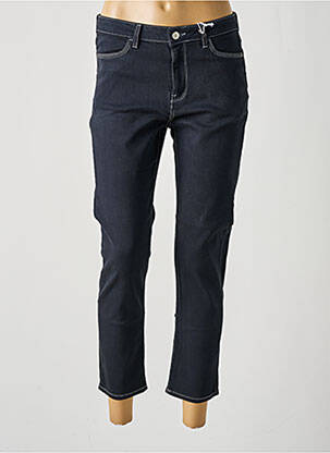 Pantalon 7/8 fermeture zippée sous rabat boutonné bleu KANOPE femme