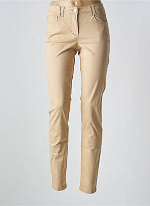 Pantalon slim tissage popeline taille normale beige BRANDTEX femme
