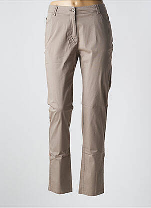 Pantalon slim taille élastique taille haute marron AGATHE & LOUISE femme