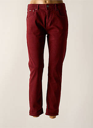 Pantalon droit fermeture zippée sous rabat boutonné rouge PEPE JEANS femme