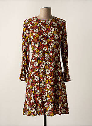 Robe mi-longue imprimé fleurs manches longues rouge PEPE JEANS femme