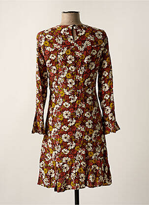 Robe mi-longue imprimé fleurs manches longues rouge PEPE JEANS femme