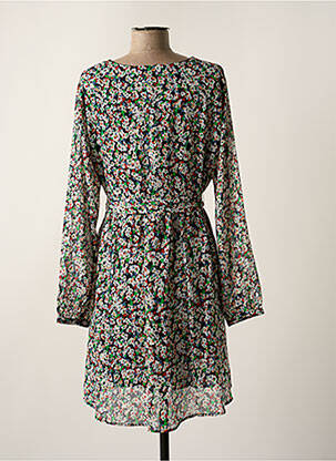 Robe mi-longue imprimé fleurs manches longues bleu ONLY femme