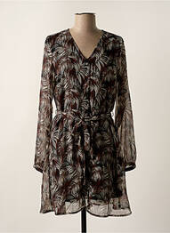 Robe mi-longue manches longues manches longues marron ONLY femme