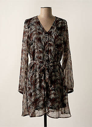 Robe mi-longue coupe évasée manches longues marron ONLY femme