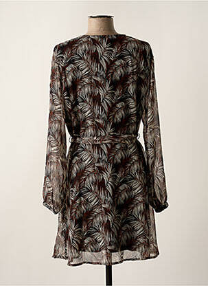 Robe mi-longue manches longues manches longues marron ONLY femme