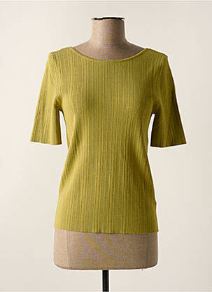 Pull coupe cintrée manches courtes vert GRACE & MILA femme