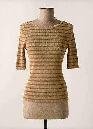 Pull coupe cintrée manches courtes beige GRACE & MILA femme