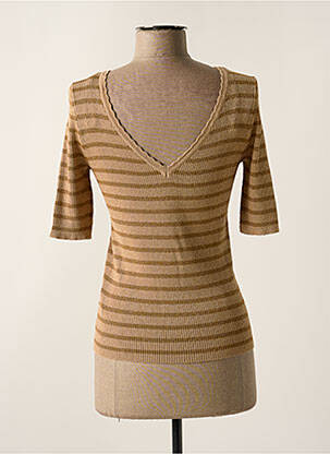 Pull coupe cintrée manches courtes beige GRACE & MILA femme