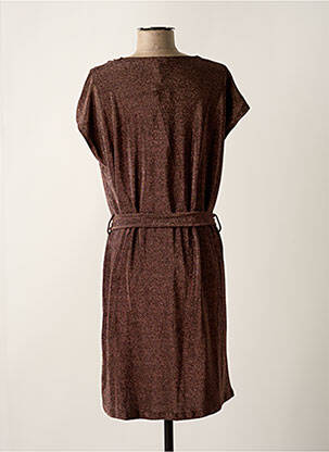 Robe mi-longue manches courtes manches courtes marron GRACE & MILA femme