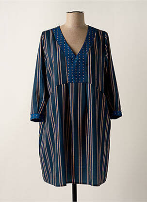 Robe courte manches 3/4 manches 3/4 bleu PAKO LITTO femme