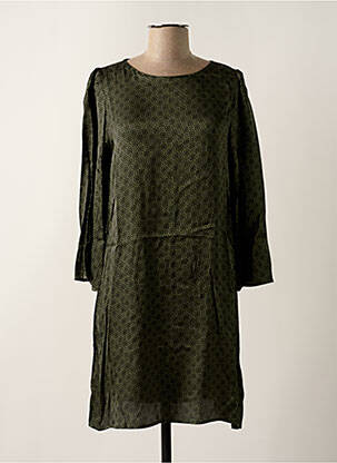 Robe courte coupe fluide manches longues vert GRACE & MILA femme