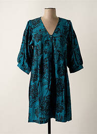 Robe mi-longue imprimé fleurs manches 3/4 vert GRACE & MILA femme