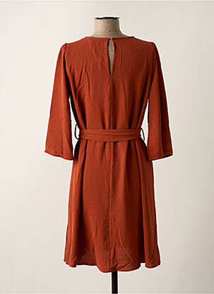 Robe mi-longue coupe fluide manches 3/4 orange GRACE & MILA femme