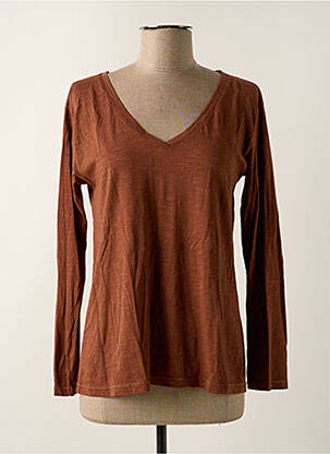T-shirt manches longues manches longues marron PAKO LITTO femme