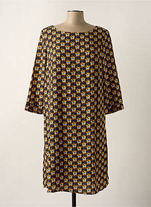 Robe mi-longue imprimé fleurs manches 3/4 bleu IT HIPPIE femme