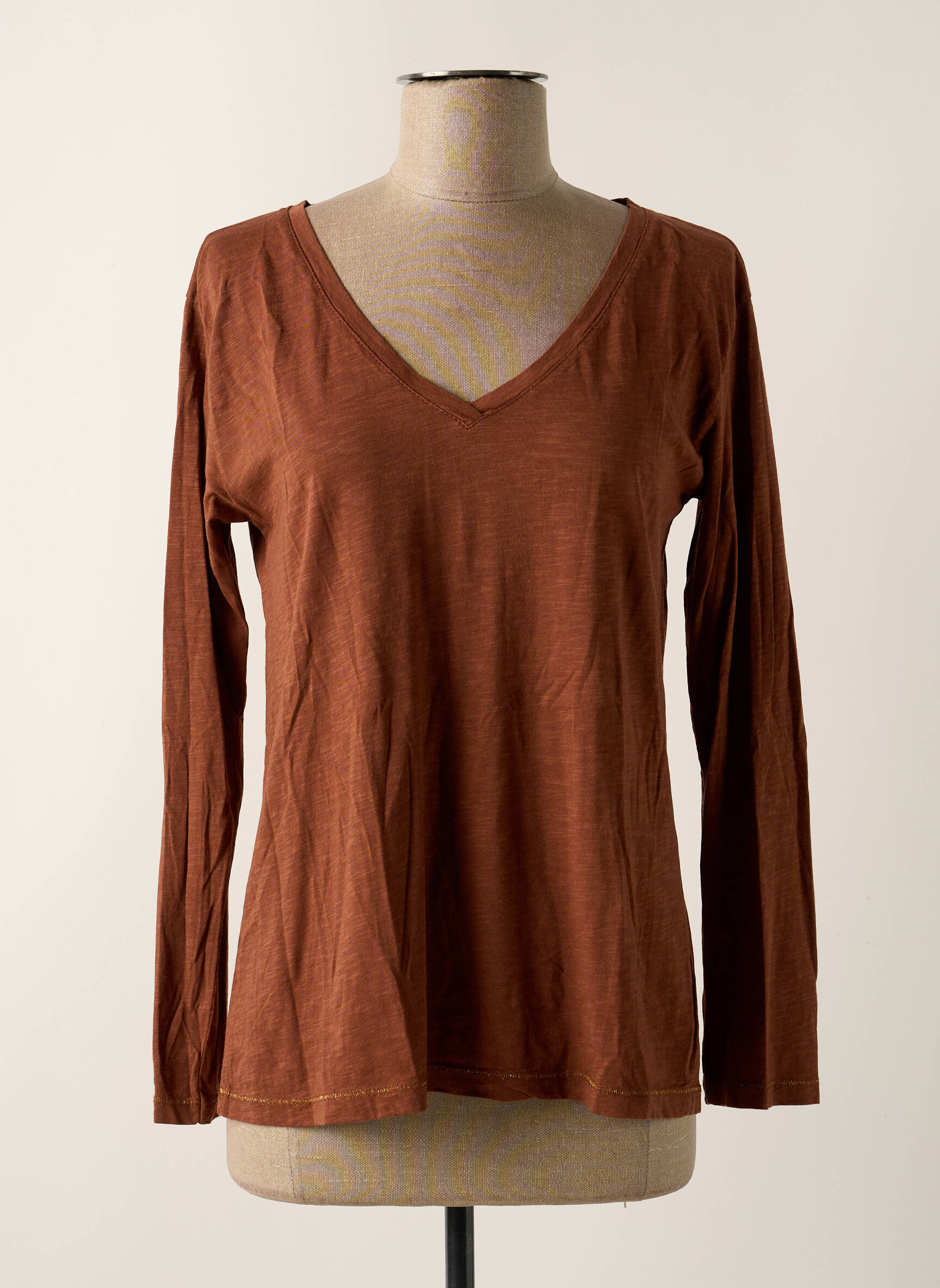 T-shirt manches longues manches longues marron PAKO LITTO femme