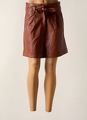 Short taille à pinces taille haute marron GRACE & MILA femme
