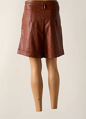 Short taille à pinces taille haute marron GRACE & MILA femme