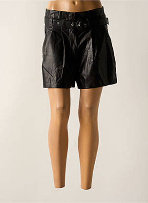 Short tissage simili-cuir taille haute noir ONLY femme
