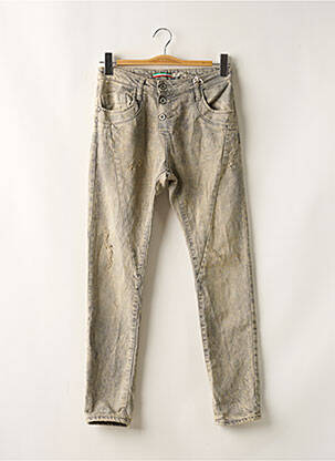 Jeans coupe slim effet usé délavé taille normale gris PLEASE femme
