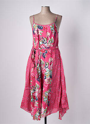 Robe mi-longue imprimé fantaisie fines bretelles rose RHUM RAISIN femme