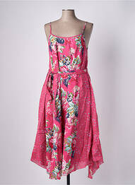 Robe mi-longue imprimé fantaisie fines bretelles rose RHUM RAISIN femme