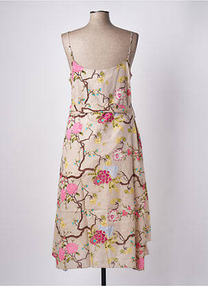 Robe mi-longue imprimé fleurs fines bretelles beige RHUM RAISIN femme
