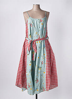 Robe mi-longue imprimé fantaisie fines bretelles vert RHUM RAISIN femme