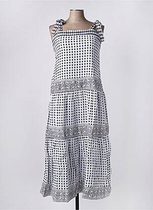 Robe longue imprimé fantaisie fines bretelles blanc RHUM RAISIN femme