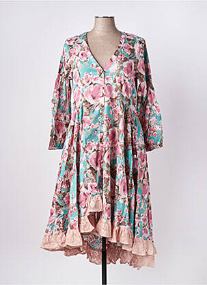 Robe mi-longue imprimé fantaisie manches longues rose RHUM RAISIN femme