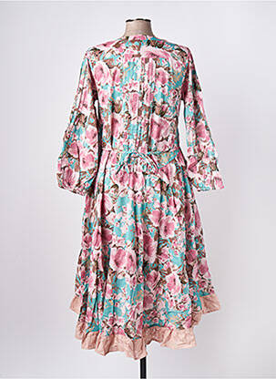 Robe mi-longue imprimé fantaisie manches longues rose RHUM RAISIN femme