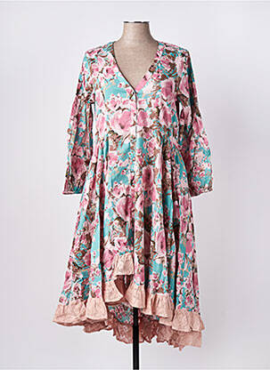 Robe mi-longue imprimé fantaisie manches longues rose RHUM RAISIN femme