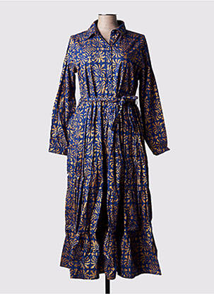 Robe longue manches longues manches longues bleu RHUM RAISIN femme