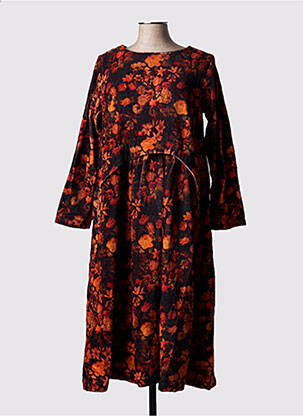 Robe mi-longue imprimé fantaisie manches longues orange RHUM RAISIN femme