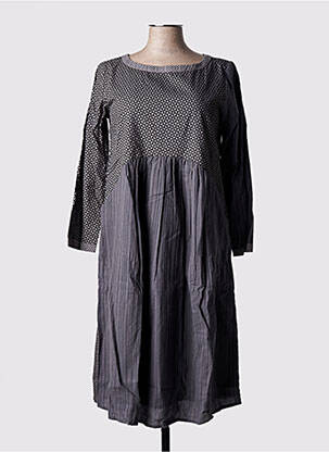Robe mi-longue imprimé fantaisie manches longues gris RHUM RAISIN femme