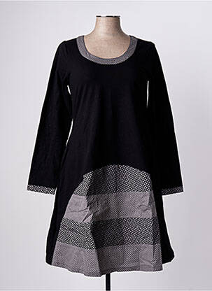 Robe courte coupe évasée manches longues noir RHUM RAISIN femme