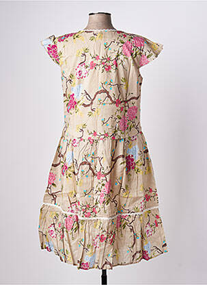 Robe mi-longue imprimé fleurs manches courtes beige RHUM RAISIN femme
