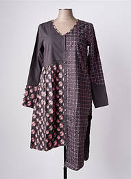 Robe mi-longue imprimé fantaisie manches longues gris RHUM RAISIN femme