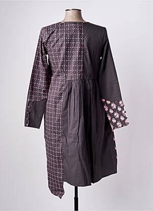 Robe mi-longue imprimé fantaisie manches longues gris RHUM RAISIN femme