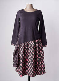 Robe mi-longue imprimé fantaisie manches longues gris RHUM RAISIN femme