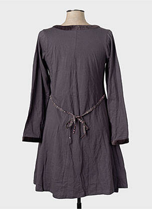 Robe mi-longue imprimé fantaisie manches longues gris RHUM RAISIN femme