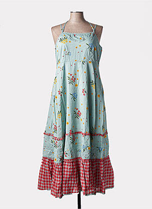 Robe longue imprimé fantaisie fines bretelles bleu RHUM RAISIN femme