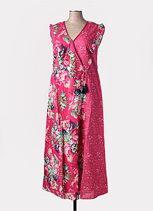 Robe mi-longue imprimé fantaisie manches courtes rose RHUM RAISIN femme