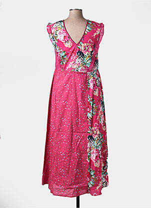 Robe mi-longue imprimé fantaisie manches courtes rose RHUM RAISIN femme