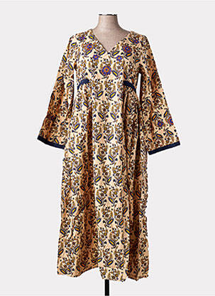 Robe longue manches longues manches longues jaune RHUM RAISIN femme