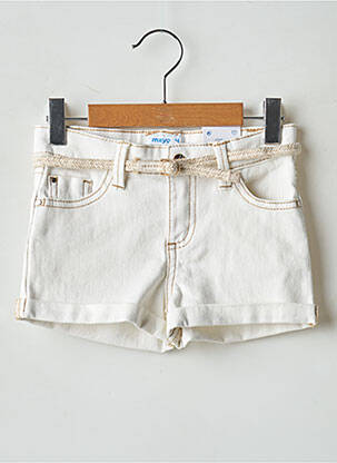 Short fermeture zippée sous rabat boutonné blanc MAYORAL fille