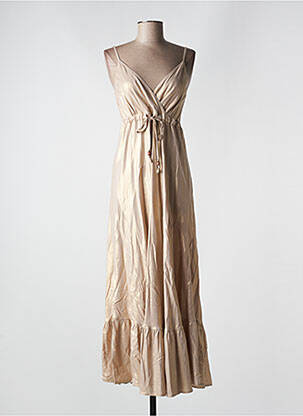 Robe longue manches bretelles ajustables fines bretelles or EVA KAYAN femme