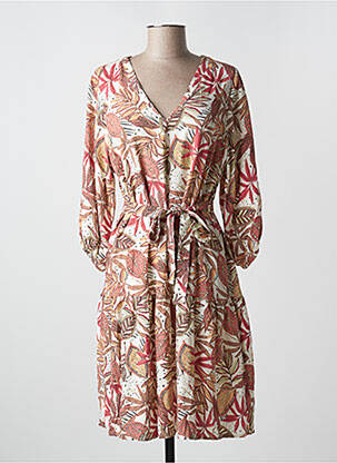 Robe mi-longue coupe évasée manches 3/4 rouge GARCIA femme